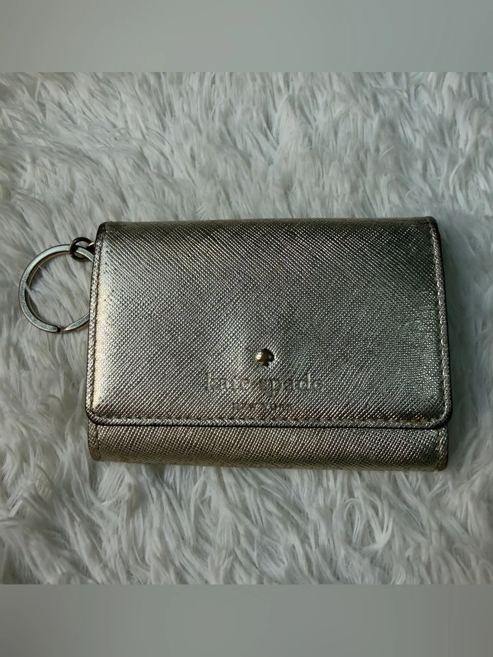 kate spade metallic gold compact trifold wallet